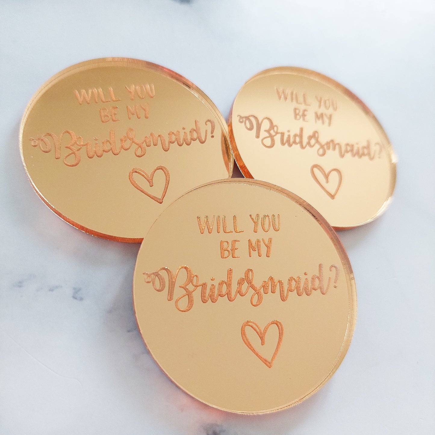 Will you be my bridesmaid? / maid of honour? Gold mirror acrylic cupcake topper