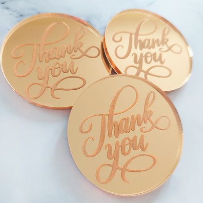 Thank You Gold Mirror Acrylic Cupcake Topper