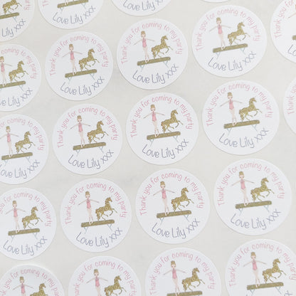 Gymnastics/Unicorn Party Stickers