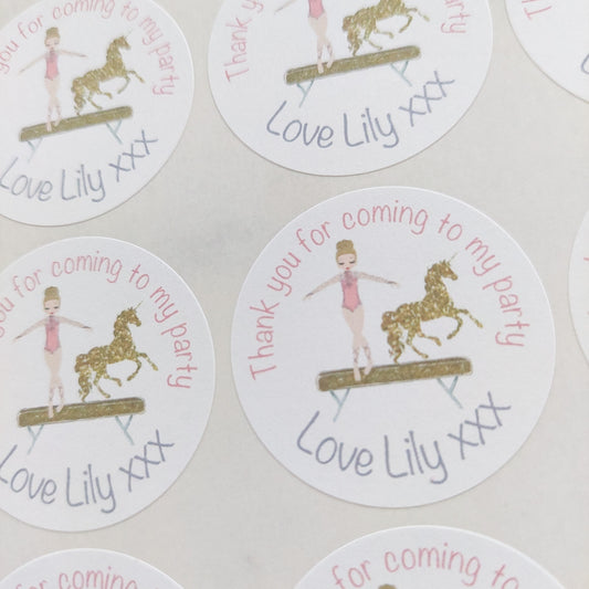 Gymnastics/Unicorn Party Stickers