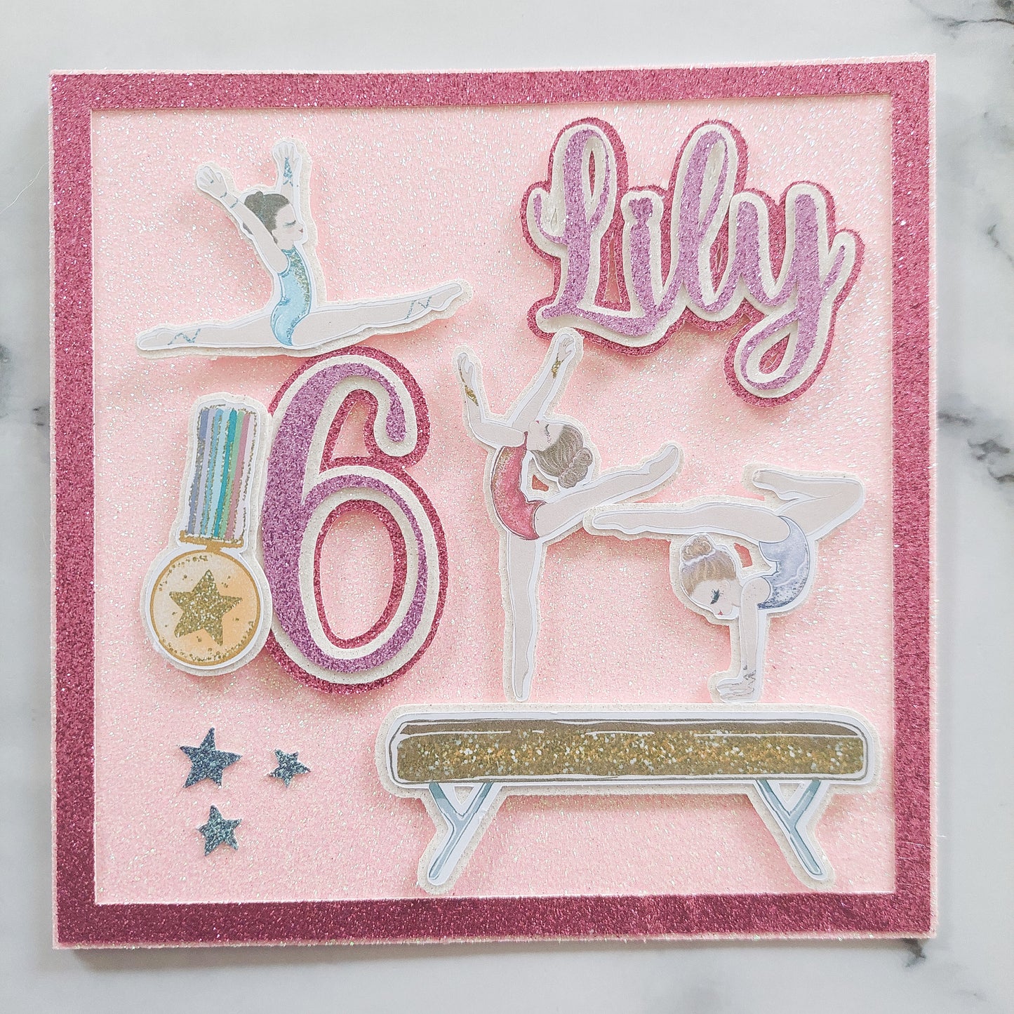 Gymnastics Handmade Glitter Card Birthday Card