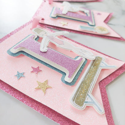 Gymnastics Glitter Card Banner