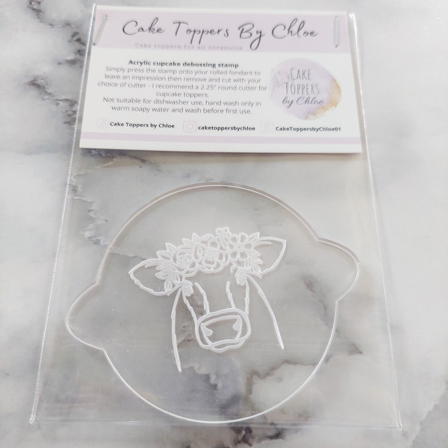 Floral Cow Debosser Stamp