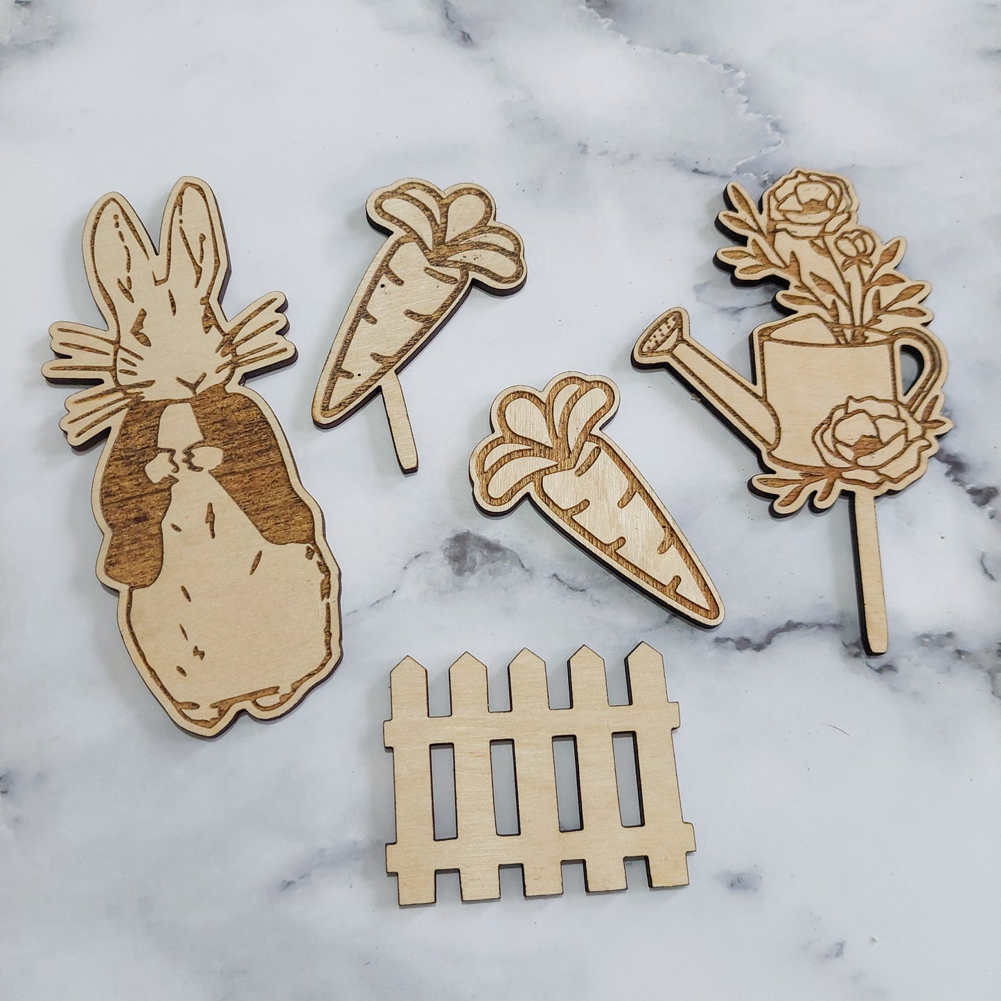 Rabbit Wooden Cake Topper Set