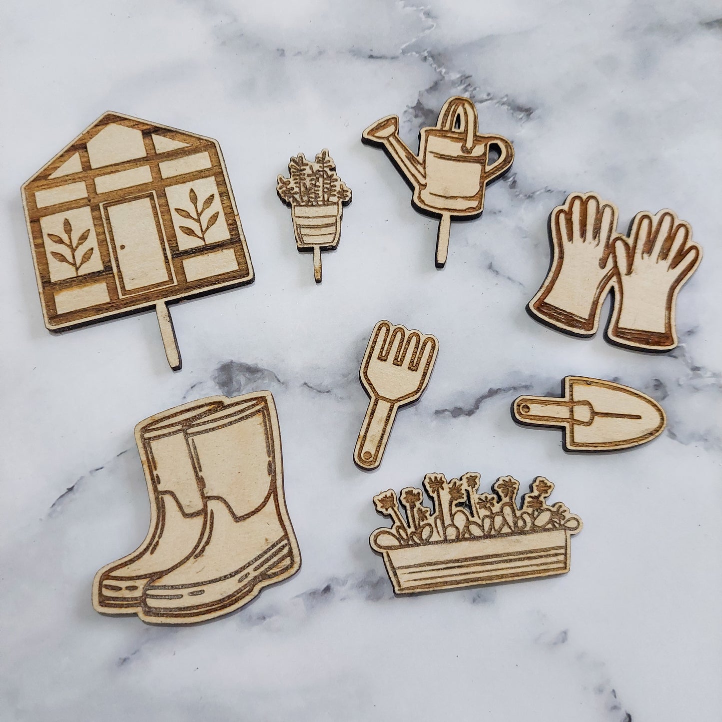 Gardening Wooden Cake Topper Set