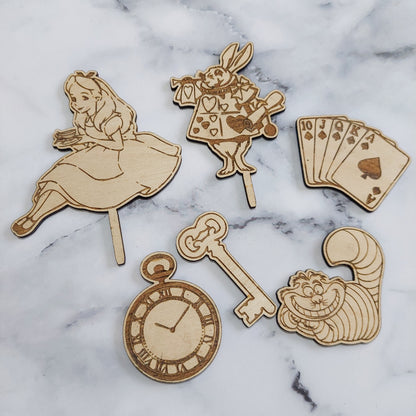 Wonderland Wooden Cake Topper Set