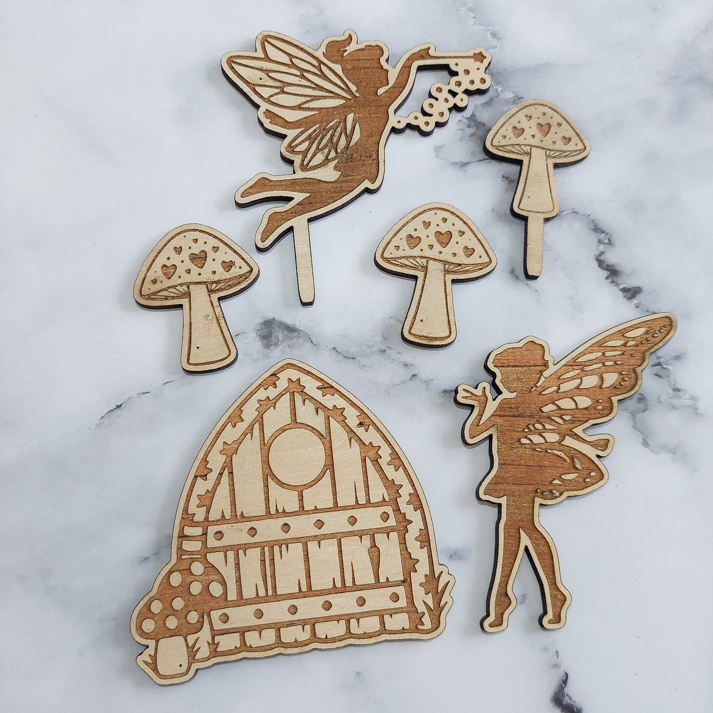 Fairy Wooden Cake Topper Set