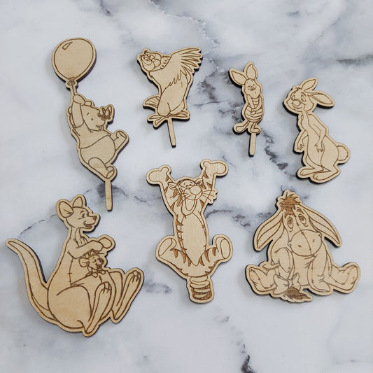 Winnie Wooden Cake Topper Set