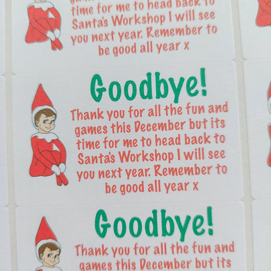 Goodbye! Elf Poem Stickers