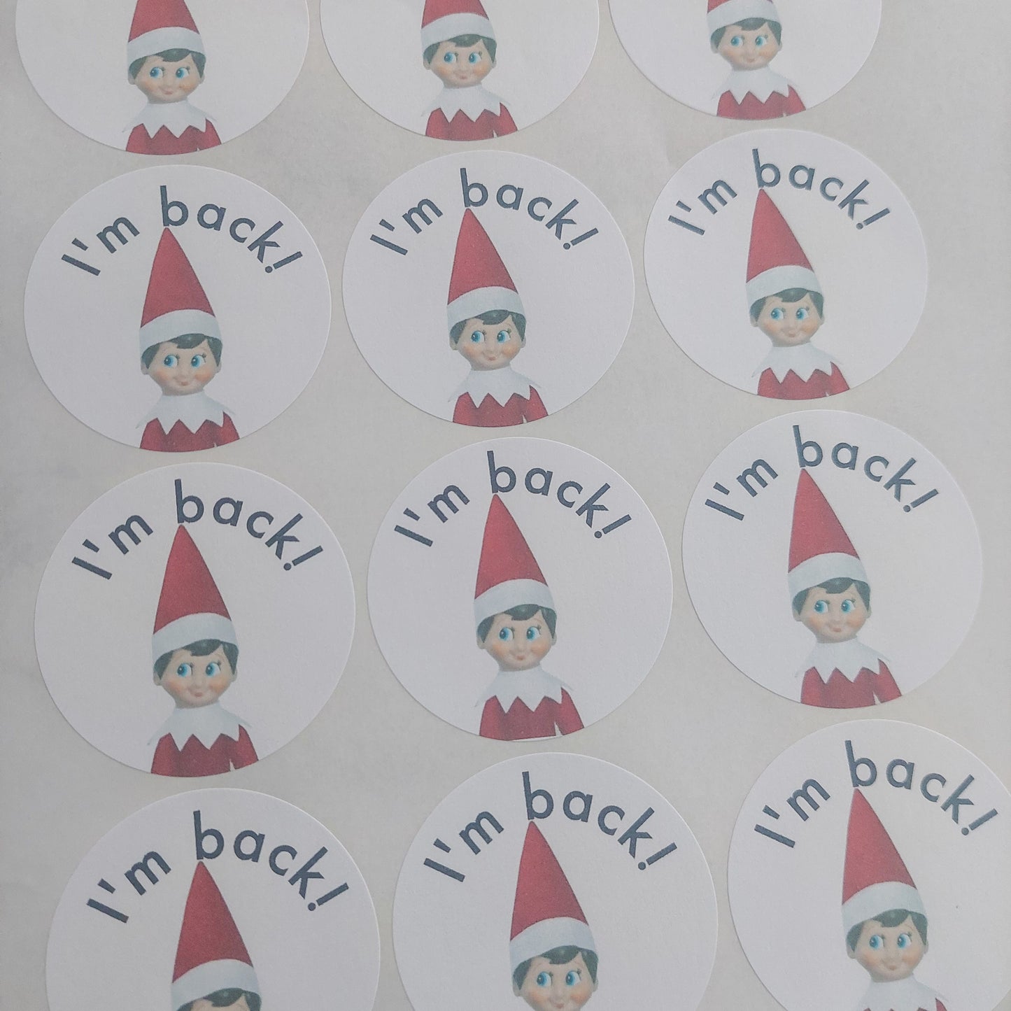 I'm Back Elf Stickers