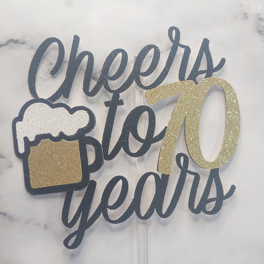 Beer Cheers glitter card cake topper