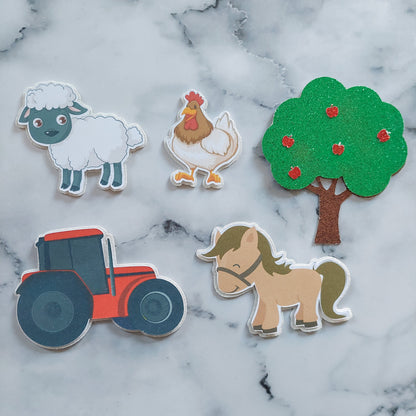 Farm Glitter Card Cake Topper Set