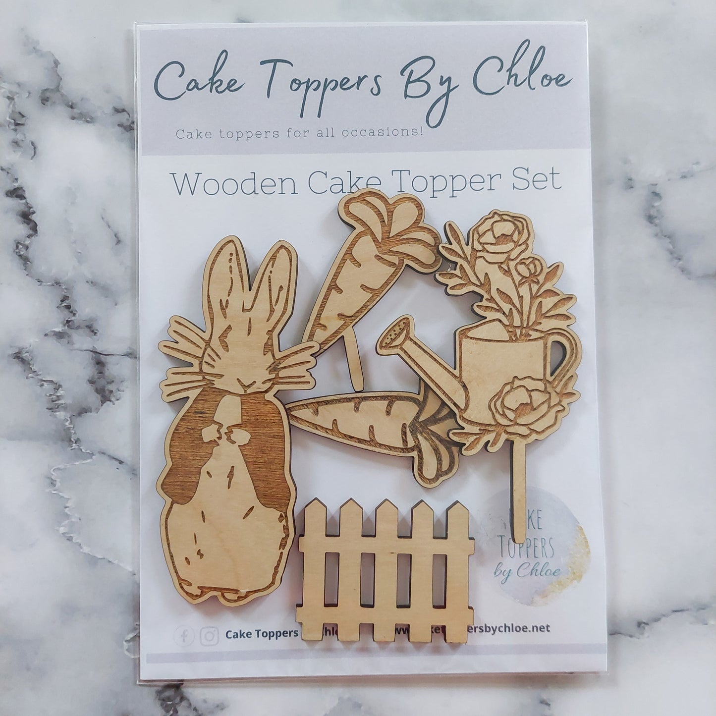 Rabbit Wooden Cake Topper Set