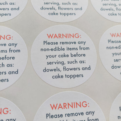 Cake Topper Warning Stickers