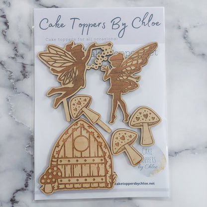 Fairy Wooden Cake Topper Set