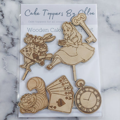 Wonderland Wooden Cake Topper Set