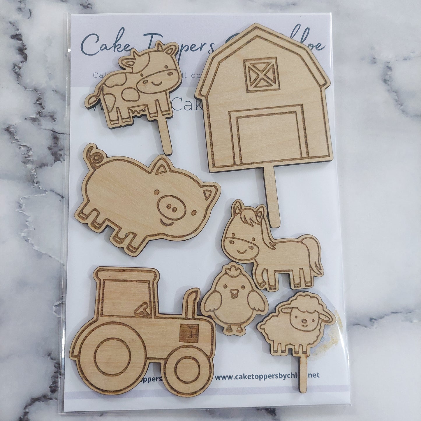 Farm Wooden Cake Topper Set