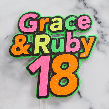 Neon Glitter Card Text Topper