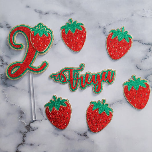 Strawberry Cake Topper Set