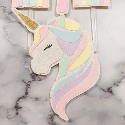 Unicorn Rainbow Cake Topper Set