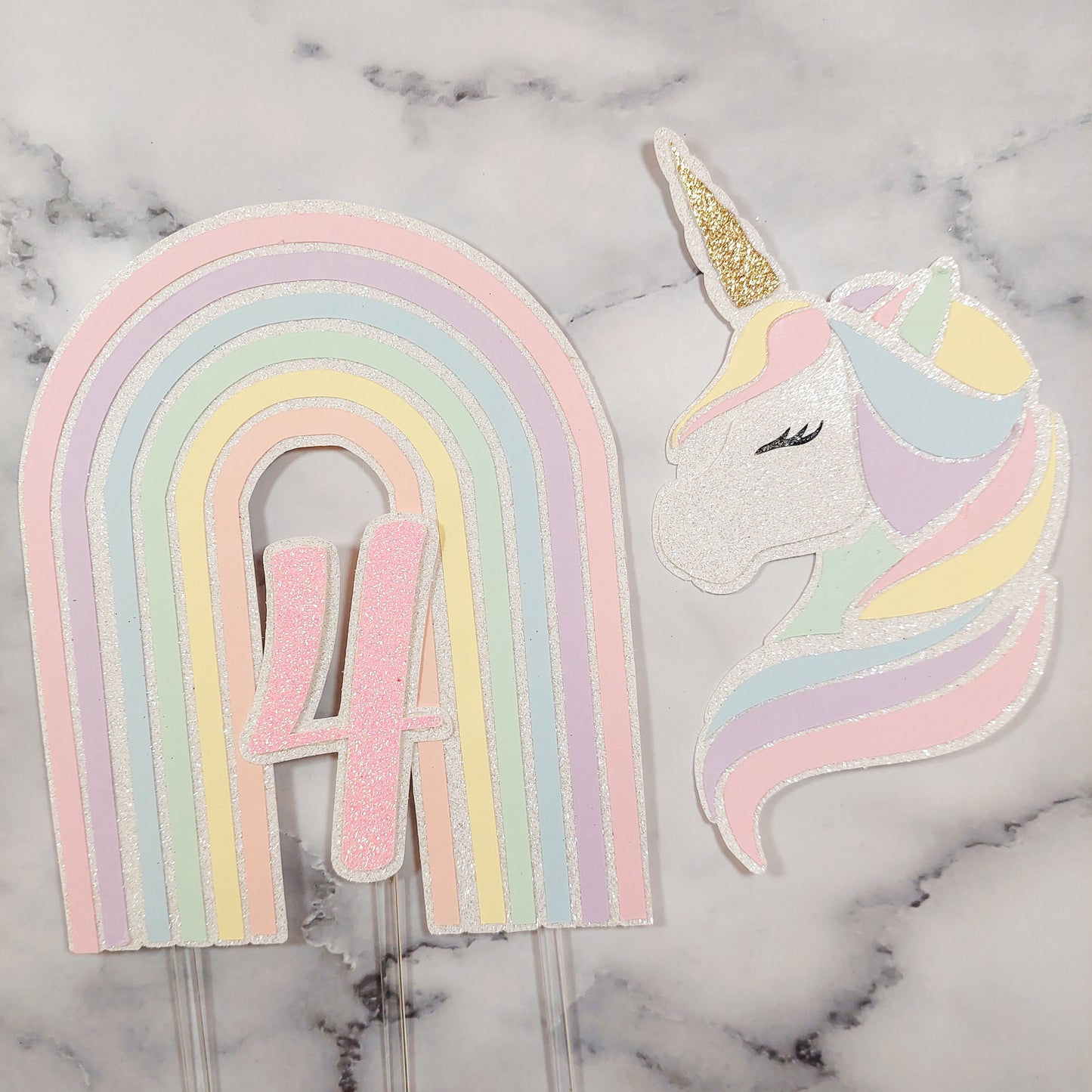 Unicorn Rainbow Cake Topper Set