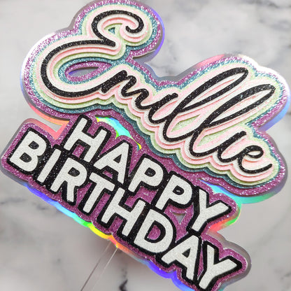 Holographic 3D Text Cake Topper