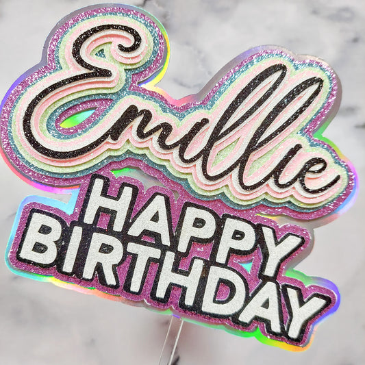 Holographic 3D Text Cake Topper