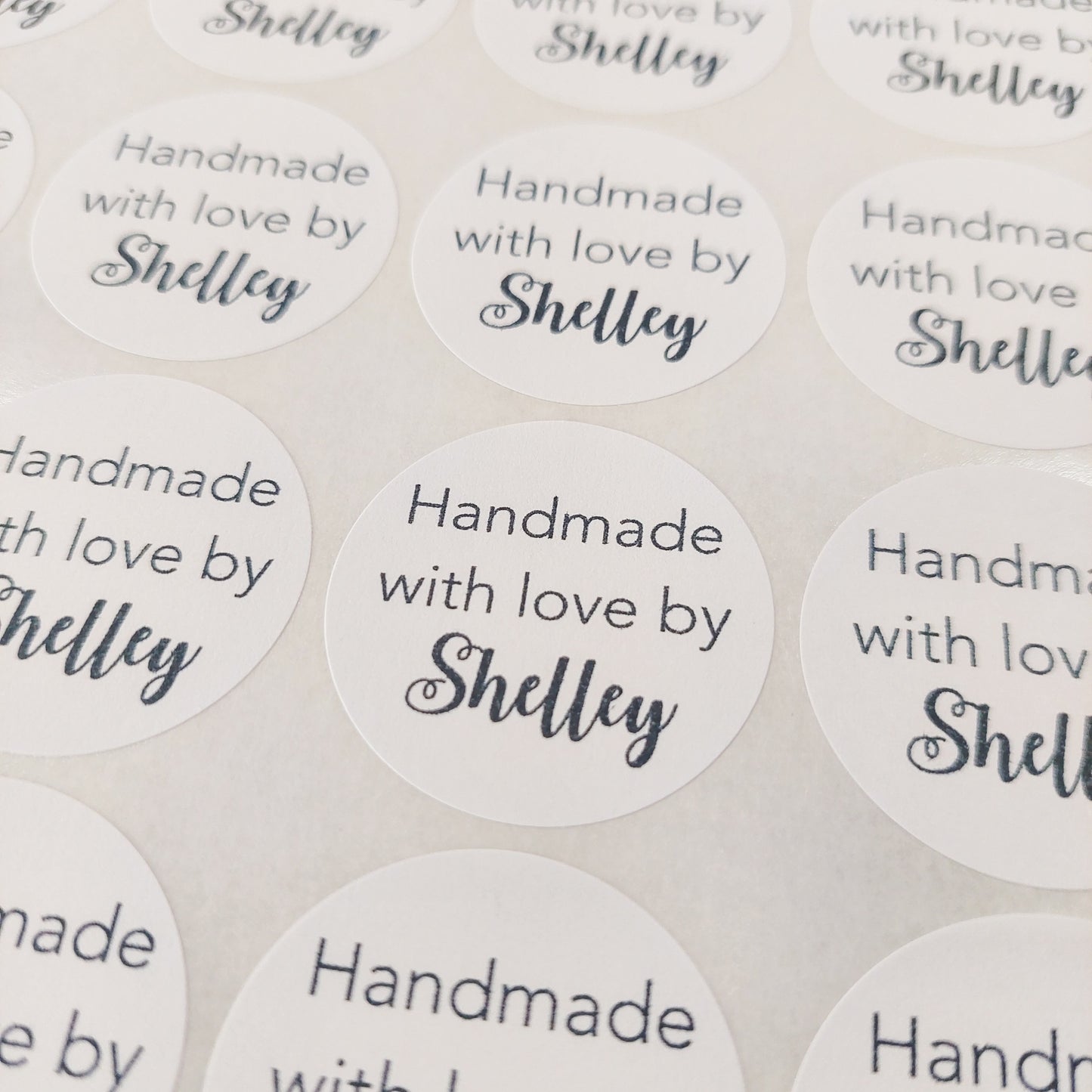 Handmade with love by name Stickers