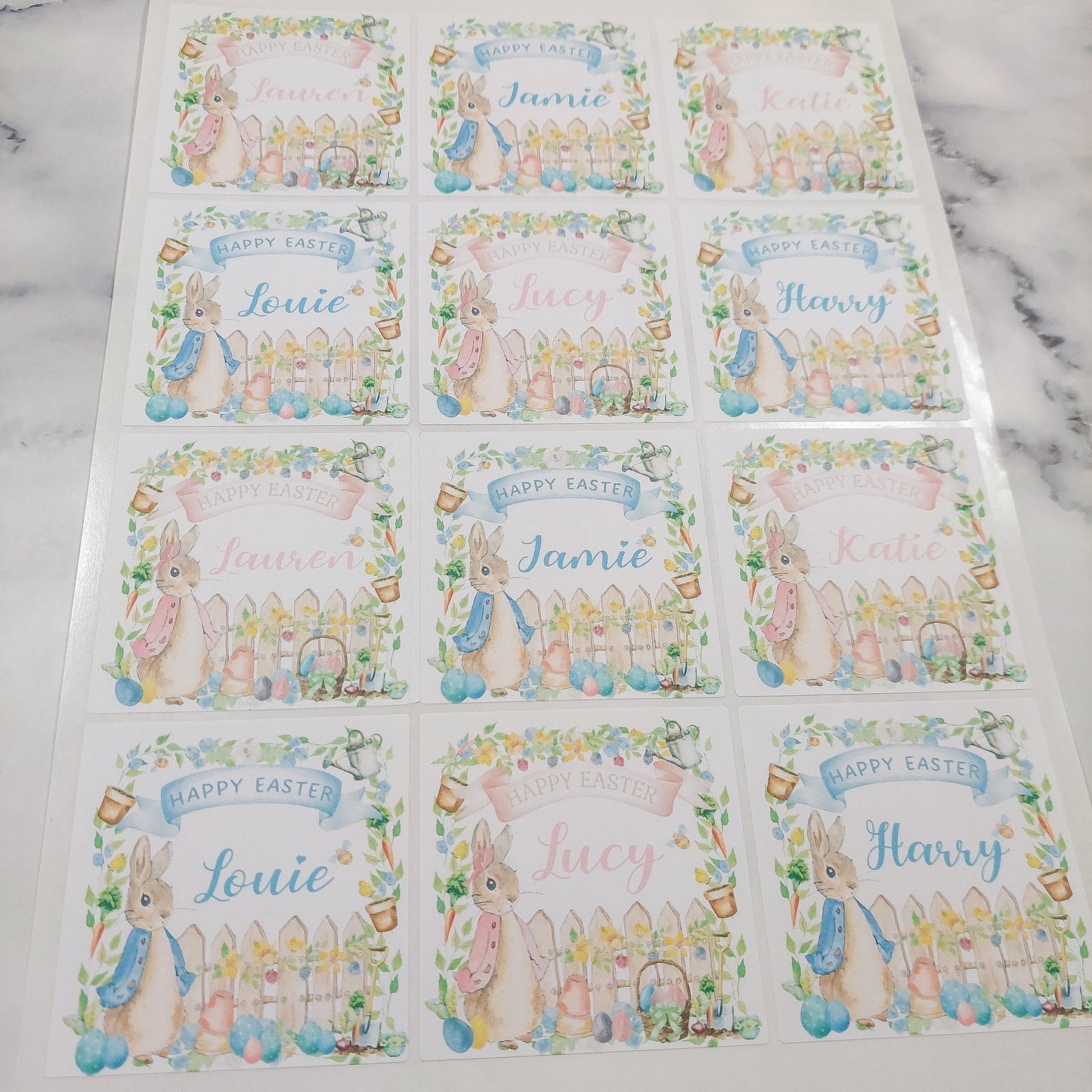 Personalised Easter Rabbit Sticker Sheet