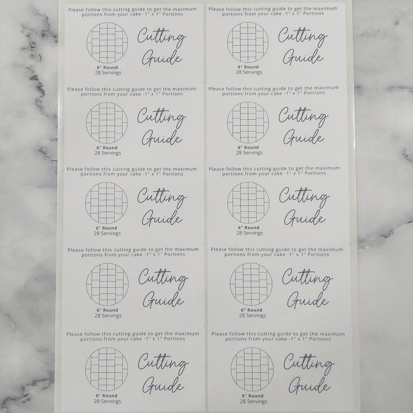 1"X1" Cake Cutting Guide Stickers - Round & Square