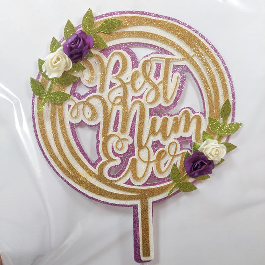 Sale Best Mum Ever Glitter Card Cake Topper