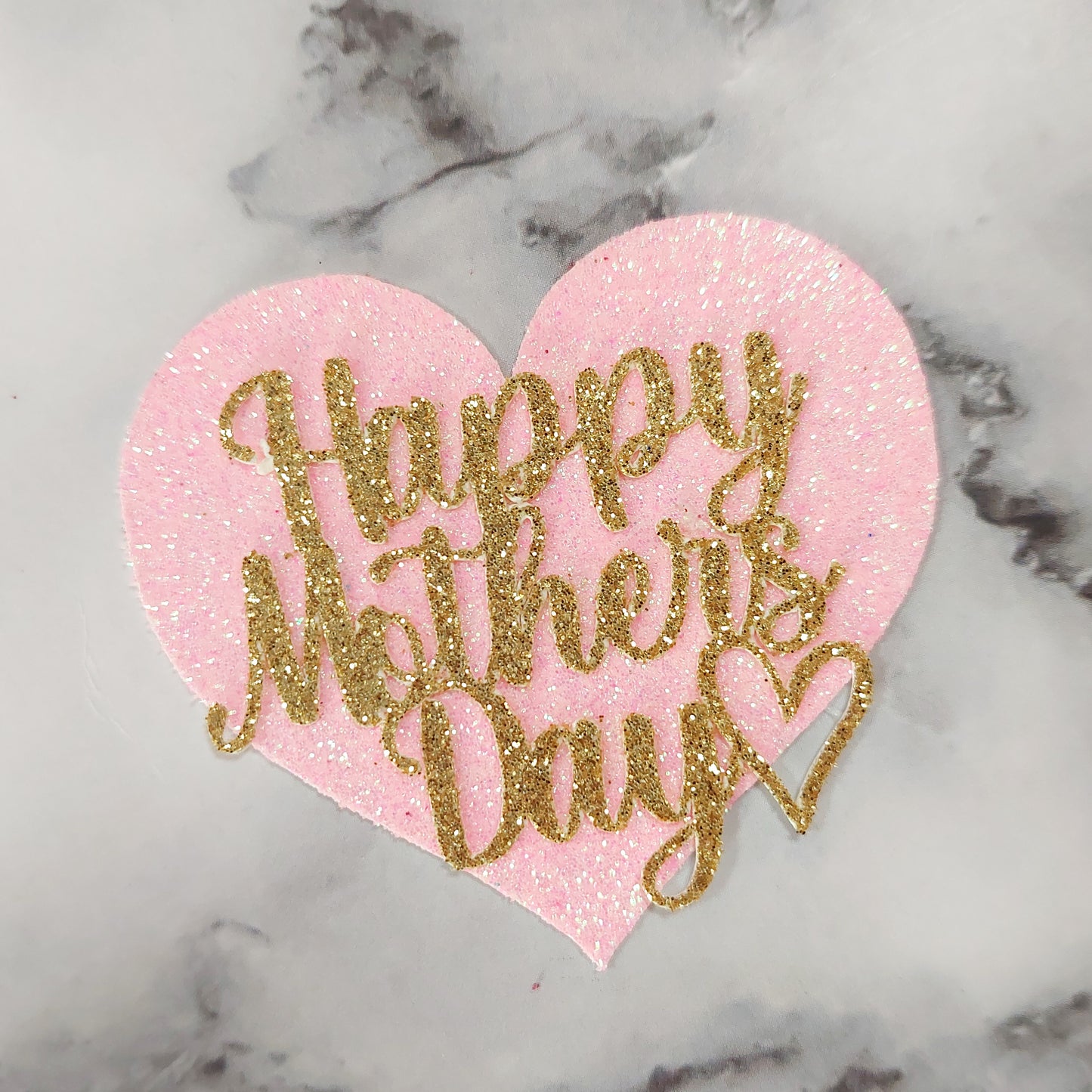 Mother's Day Heart Glitter Card Cupcake Toppers