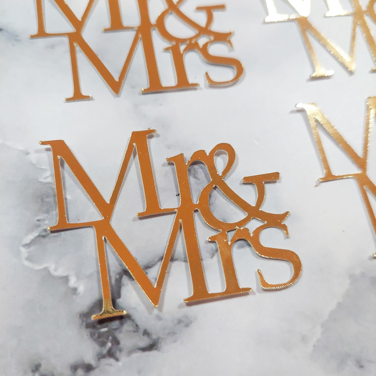 Mr & Mrs Glitter/Mirror Card Cupcake Toppers