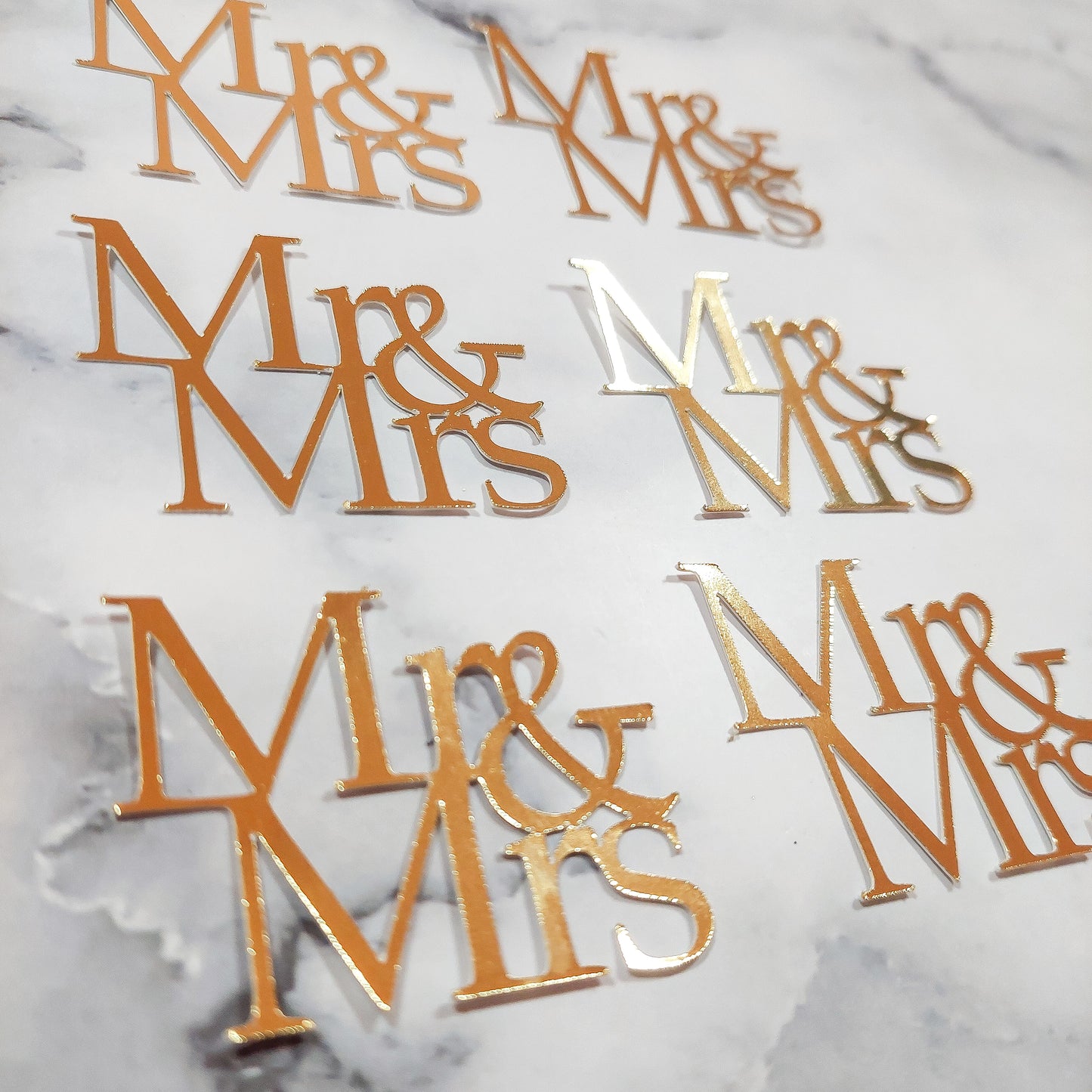 Mr & Mrs Glitter/Mirror Card Cupcake Toppers