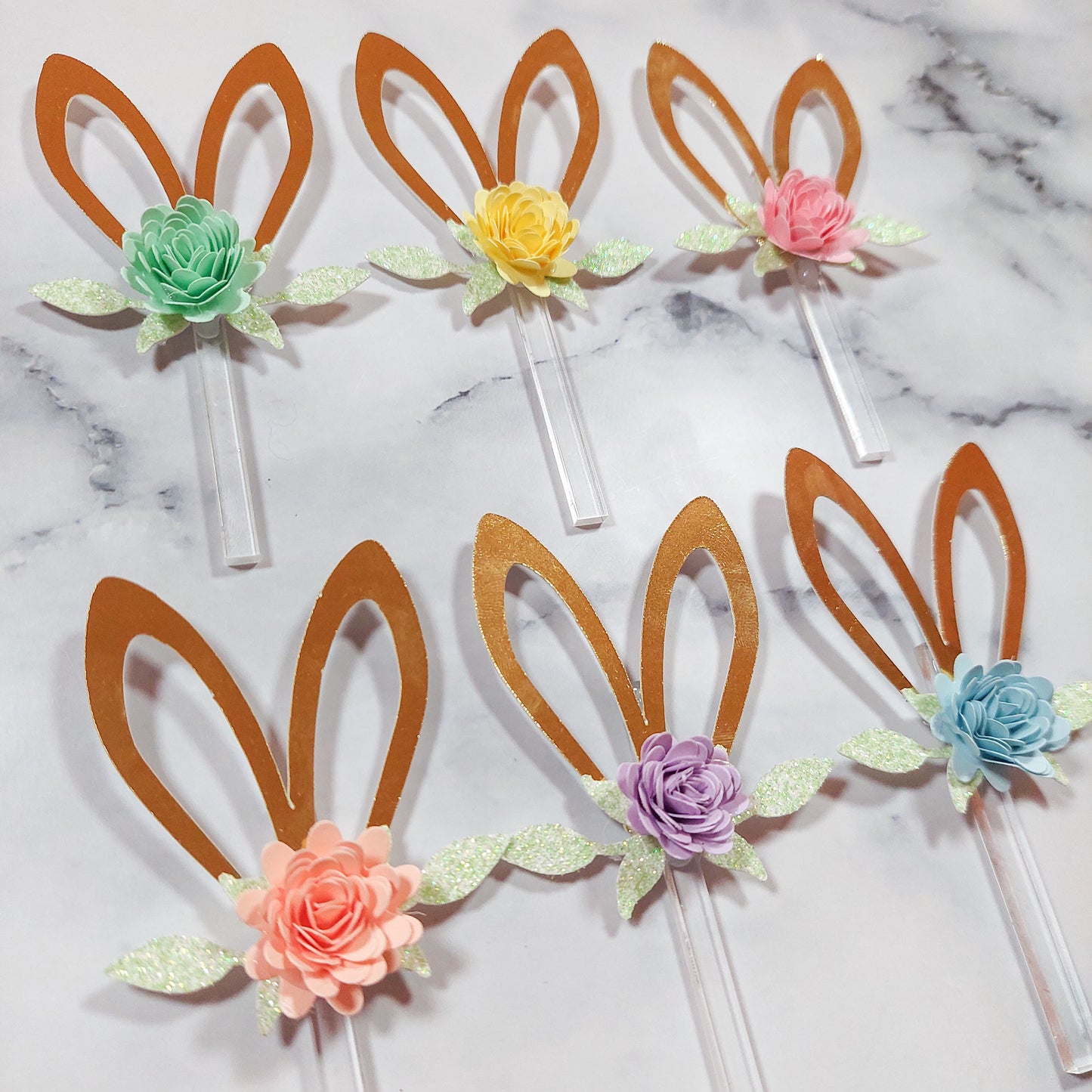 Floral Bunny Ear Cupcake Toppers