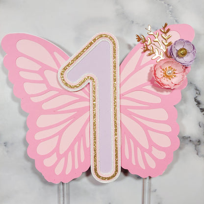 Floral Butterfly Card Cake Topper