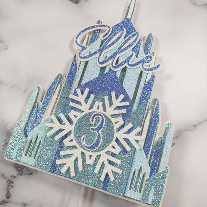 Ice Queen Castle Glitter Card Cake Topper #2