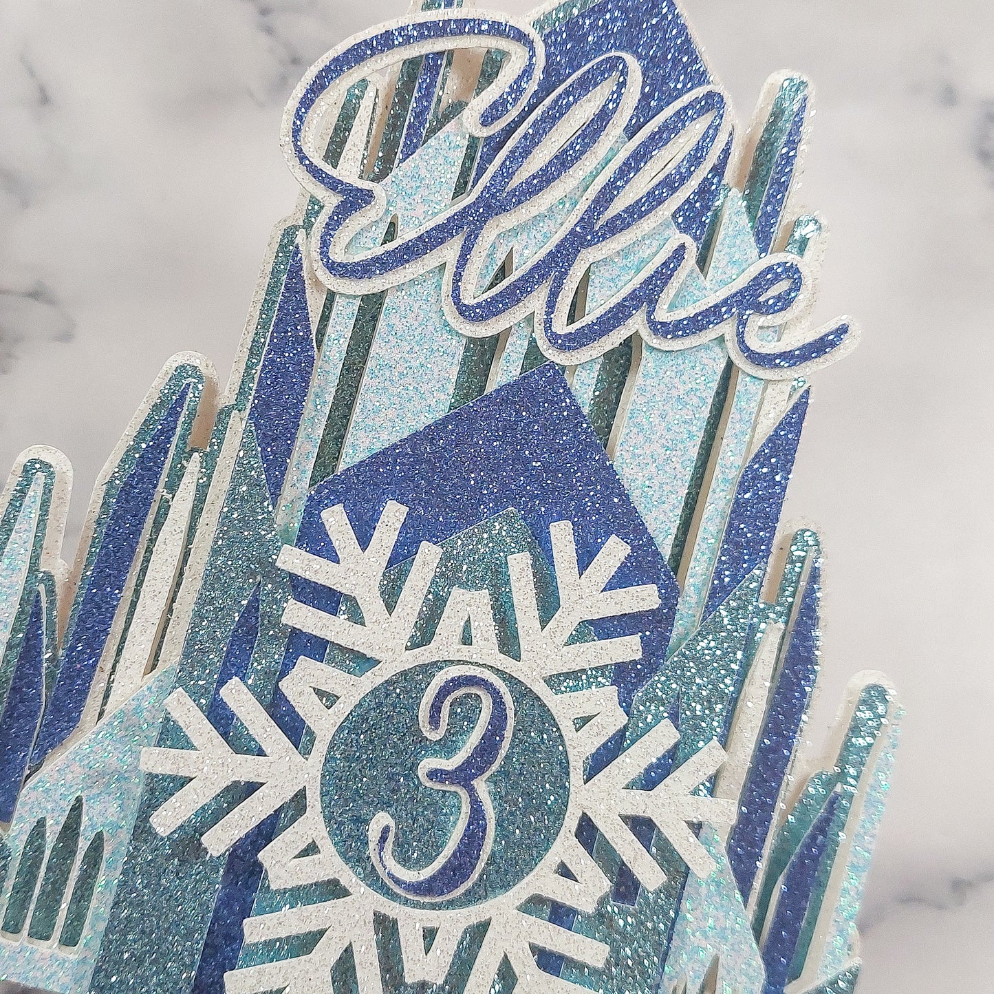 Ice Queen Castle Glitter Card Cake Topper #2