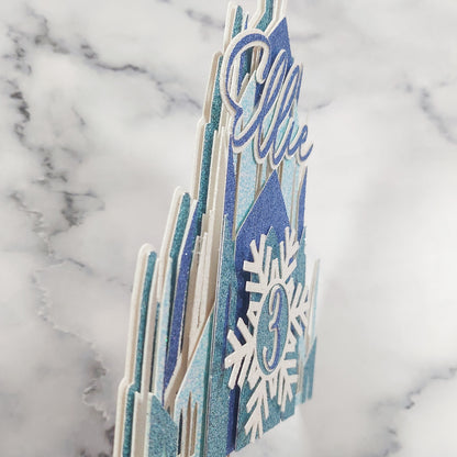 Ice Queen Castle Glitter Card Cake Topper #2