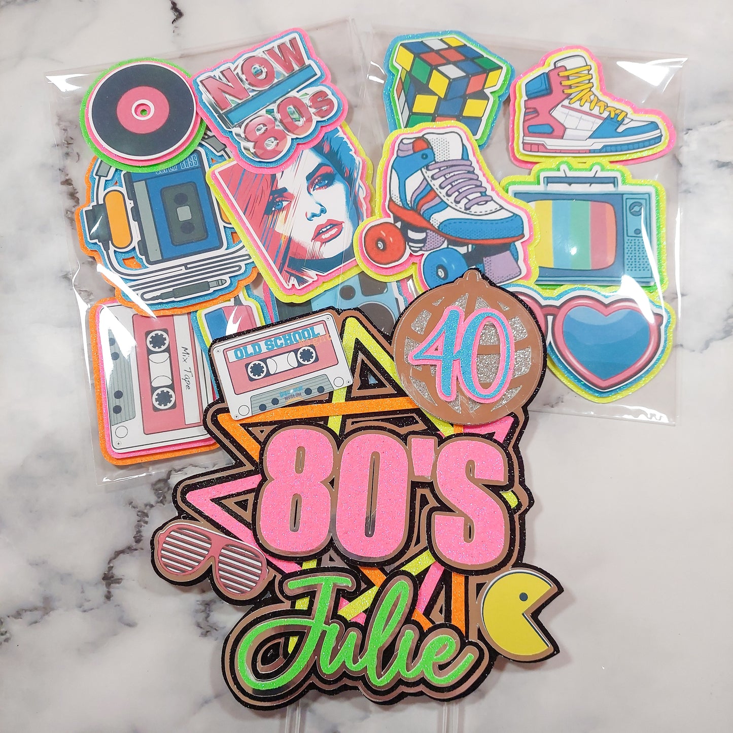 80s Card Cake Topper