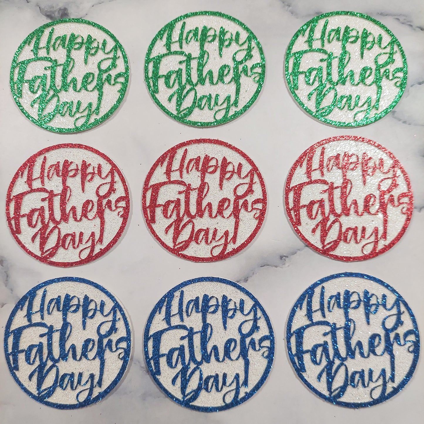 Happy Father's Day Glitter Card Cupcake Toppers