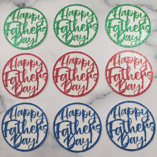 Happy Father's Day Glitter Card Cupcake Toppers