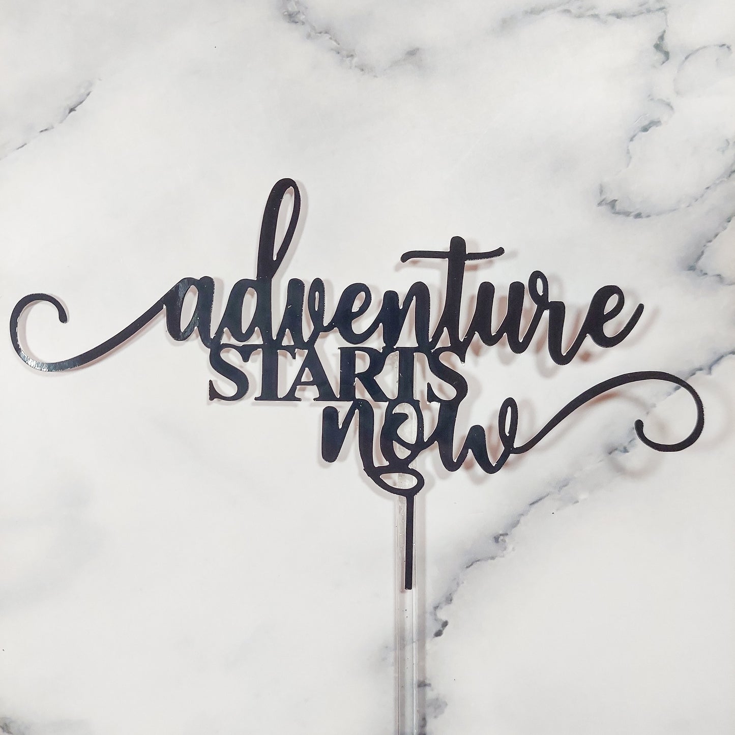 Sale: Adventure Starts Now Mirror Card Cake Topper