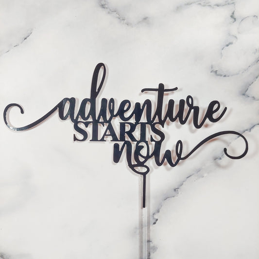 Adventure Starts Now Card Cake Topper