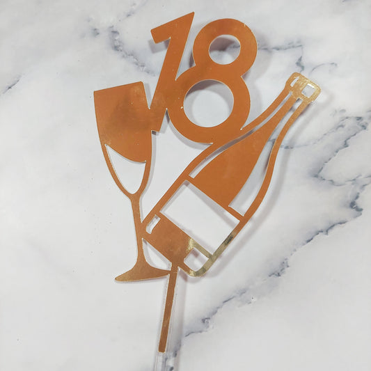 Age Champagne Card Cake Topper