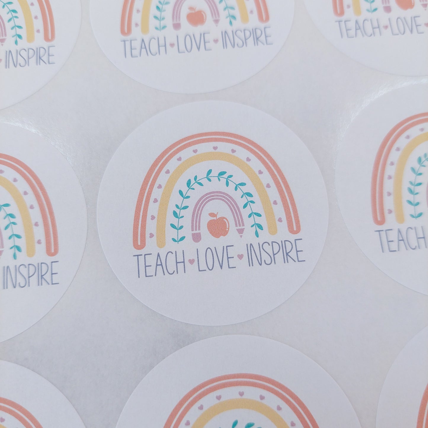 Teach Love Inspire Rainbow Stickers