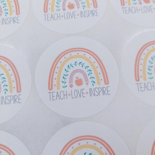 Teach Love Inspire Rainbow Stickers