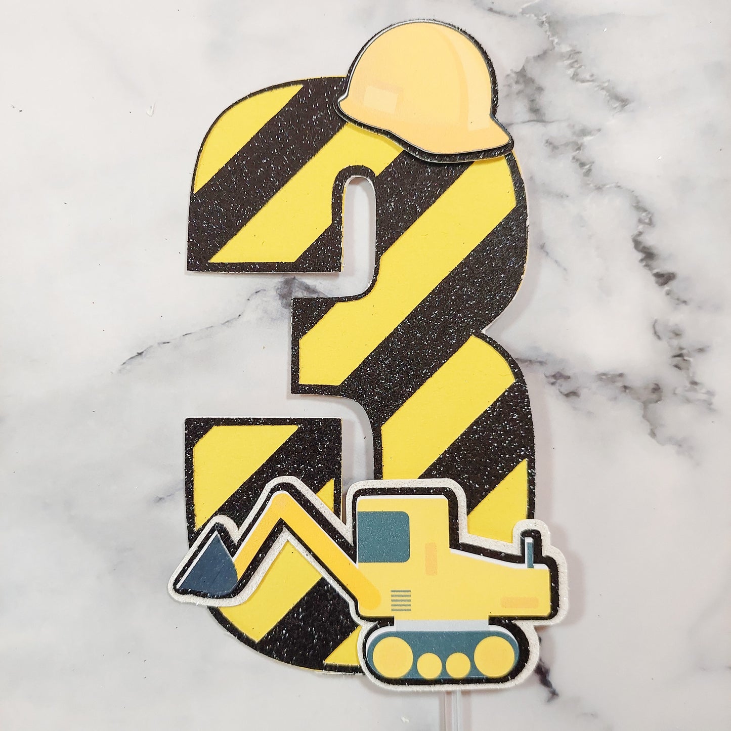 Construction Number Card Cake Topper