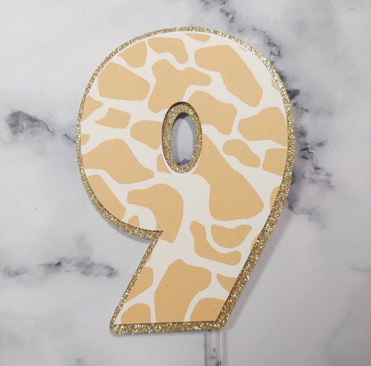 Giraffee Print Number Cake Topper