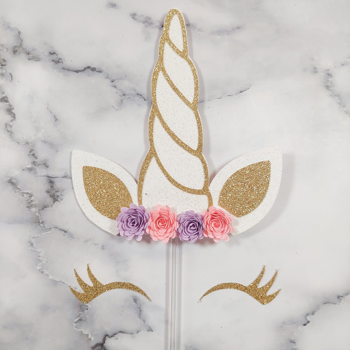 Floral Unicorn Horn Cake Topper Set